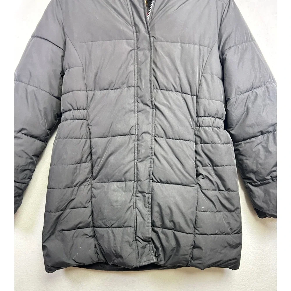 Childrens Place Girls Black Puffer Coat‎ Faux Fur Hood Lined Winter Warm XXL 16